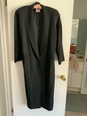Women's Black Long Trench Coat with Shawl Collar